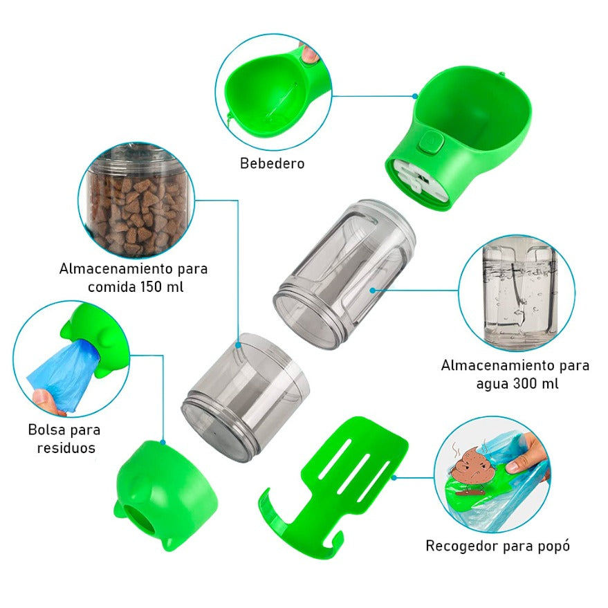 Botella Multifuncional 4 en 1 para mascotas