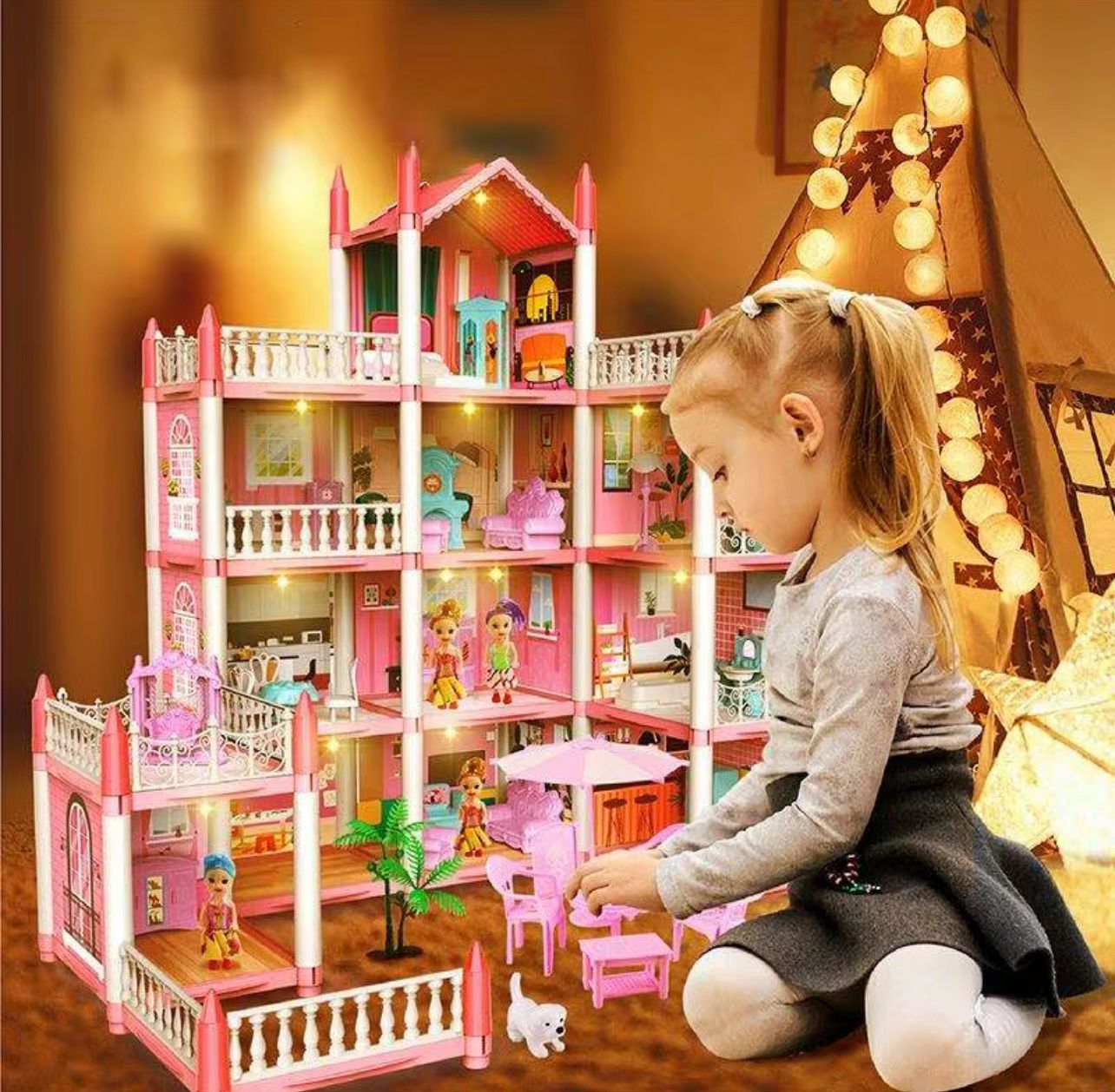 Casa de muñecas de 215 piezas