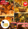 LUCES CALIDAS DE COBRE CON PANEL SOLAR 200 LEDS