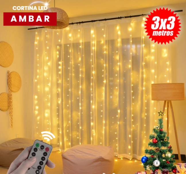 Cortina de Luces LED Cálida y Multicolor con USB y Control Remoto