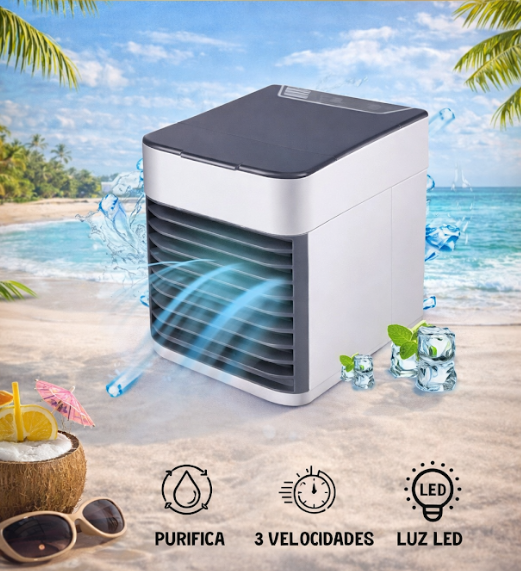 Mini Ventilador Enfriador de Aire Portátil con Luz LED – 3 Velocidades